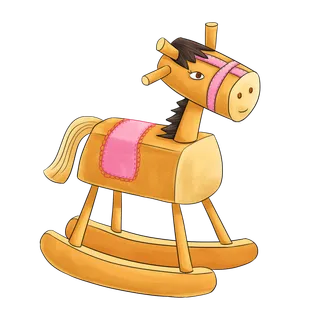 木马玩具剪贴画儿童节幼儿园插画