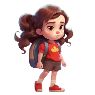 可爱插画风小女孩免抠元素PNG