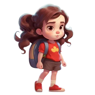 可爱插画风小女孩免抠元素PNG