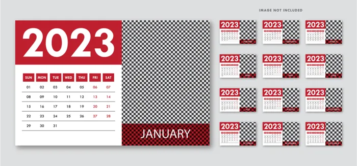2023日历 2023年挂历 兔年日历 ai矢量模版下载