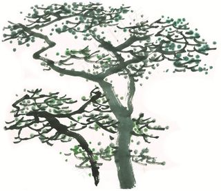 古树工笔国画图片素材