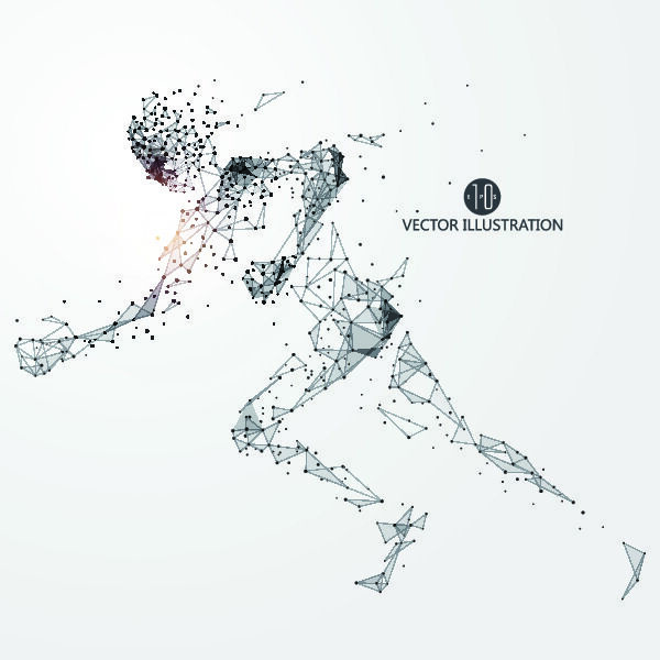 矢量科技动感粒子元素EPS运动人物动物点状创意矢量科幻设计素材