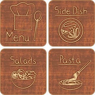免抠复古线稿餐饮标签