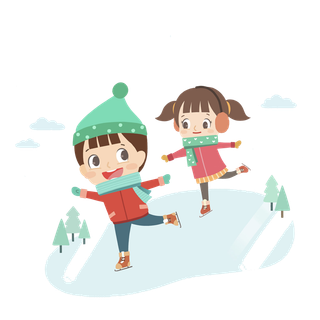 滑雪孩子卡通