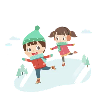 滑雪孩子卡通