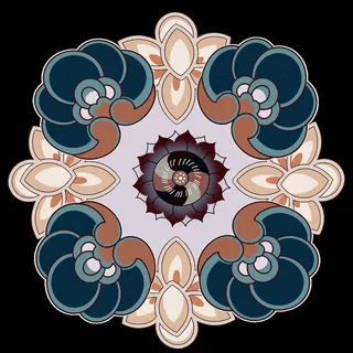 复古中式国潮风敦煌花纹装饰图案花卉藻井肌理圆形边框素材