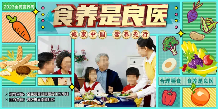 2023全民营养周主题立体字展板psd模版下载
