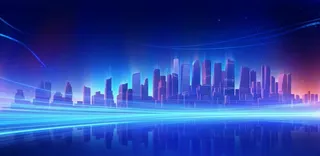 蓝色科技线条城市几何背景