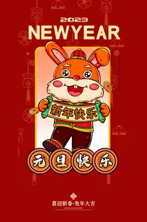 2023兔年新年春节海报