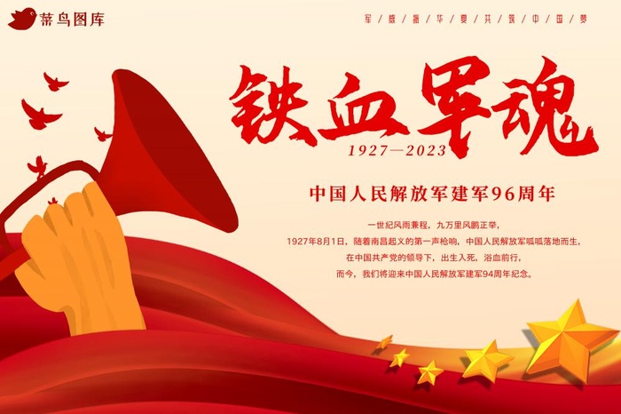 八一建军节吹响号角喜庆海报(3000x2000)psd模版下载