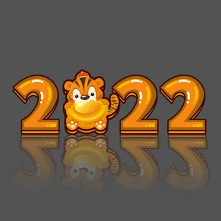 2022新年元旦虎年主题艺术字体PSD卡通可爱老虎PNG免抠设计素材