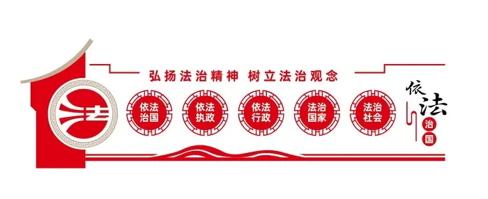 中国风依法治国党建文化墙ai矢量模版下载