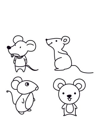 矢量手绘简笔老鼠