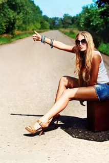 时尚模特路边写真图片