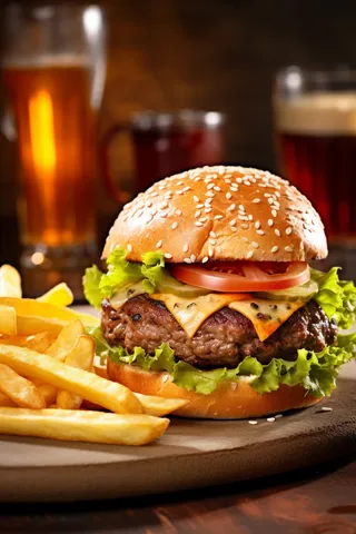 美味汉堡包美食摄影图