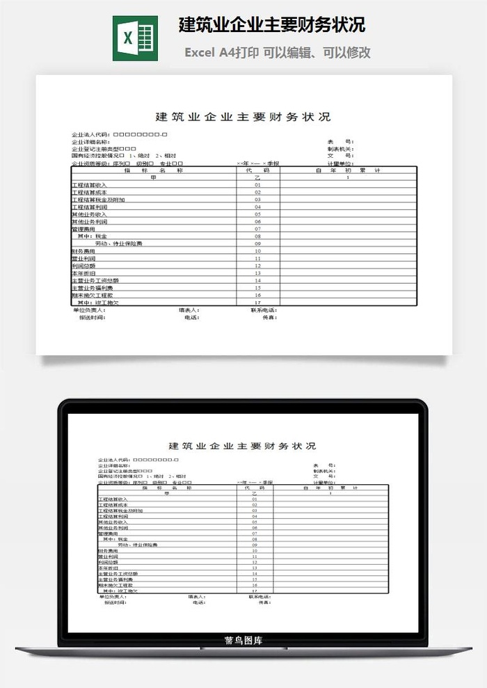 建筑业企业主要财务状况excel模板