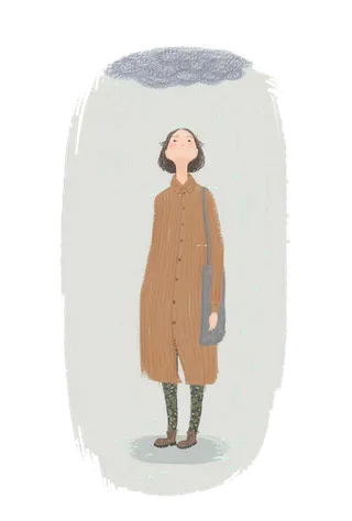 抑郁女孩下雨