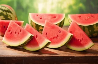 桌上切开的西瓜背景