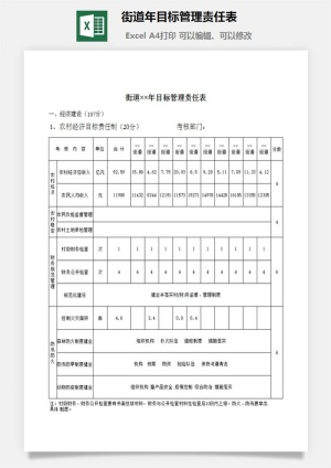 街道年目标管理责任表excel模板