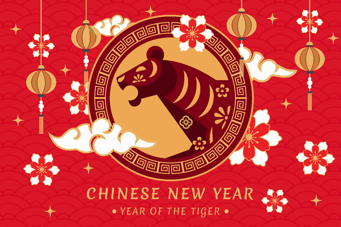 新年虎年中国风剪纸ai矢量模版下载