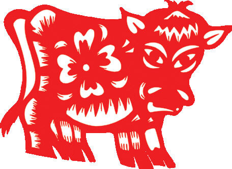 剪纸牛年素材psd模版下载
