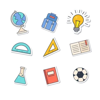 9款学校学习元素_元素元素 插画