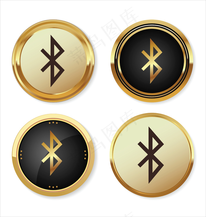 蓝牙图标金色eps,ai矢量模版下载