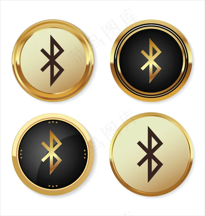 蓝牙图标金色eps,ai矢量模版下载