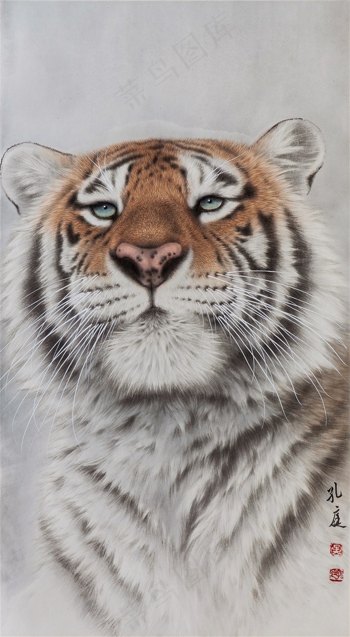 国画猛虎走兽图艺术画
