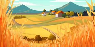 秋季农田丰收金黄背景