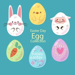 6款可爱复活节彩蛋矢量素材