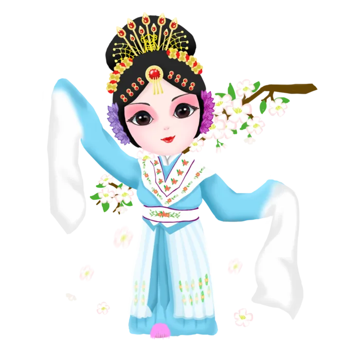 卡通京剧戏剧人物脸谱插画PNG图片 国潮中国风Q版戏剧人物PS素材