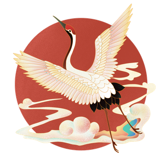 国潮仙鹤插画免扣素材设计素材