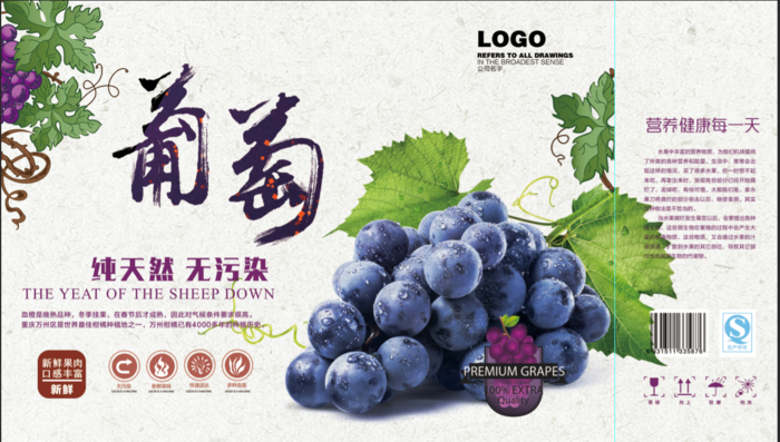 原创葡萄包装psd模版下载