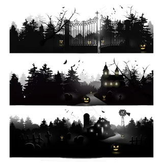 万圣节节日卡通素材城堡背景