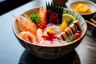 刺身平盘虾摄影图