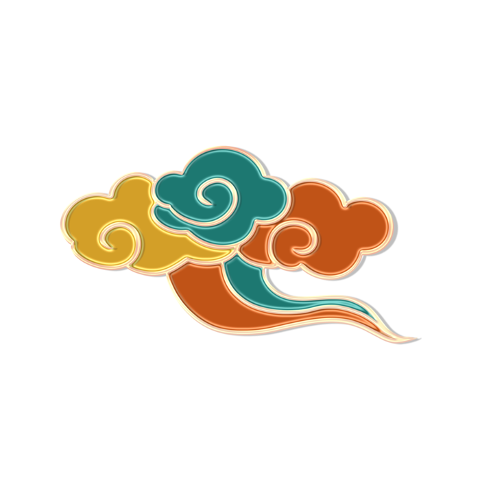 大气中国风祥云国潮风金边立体云朵剪纸创意装饰元素PNG免抠素材