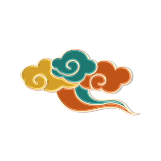 大气中国风祥云国潮风金边立体云朵剪纸创意装饰元素PNG免抠素材