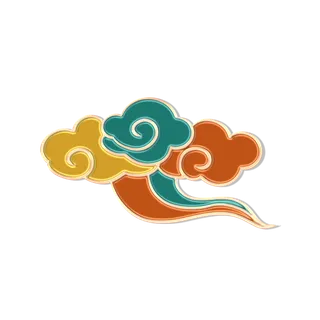 大气中国风祥云国潮风金边立体云朵剪纸创意装饰元素PNG免抠素材