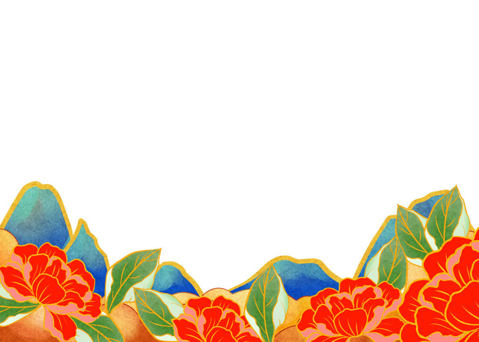 手绘国潮中国风古典牡丹花国花花卉装饰图案PSD设计素材