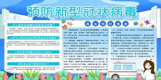 蓝色新冠肺炎校园防疫内容展板