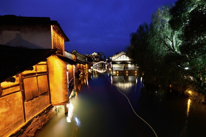 漂亮的乌镇迷人夜景素材