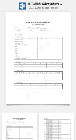 员工成绩与效率考核表Word文档