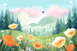 草地音乐天空可爱背景