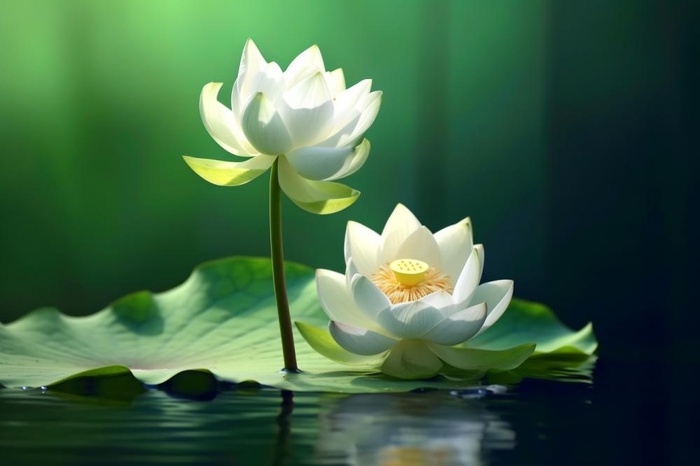 绿色简约荷花摄影背景图