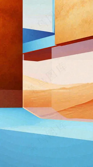 沙漠天空扁平矩形色彩背景