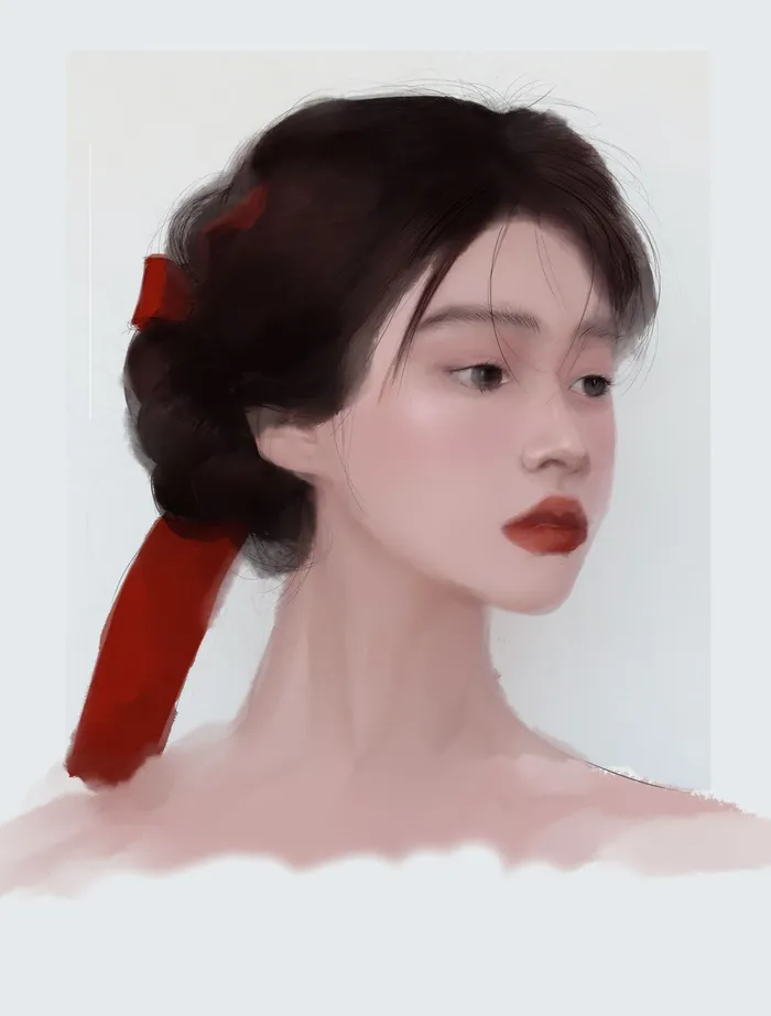 美女人物插画设计厚涂