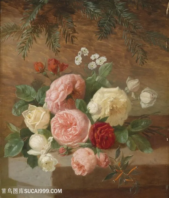 静物鲜花植物油画图片