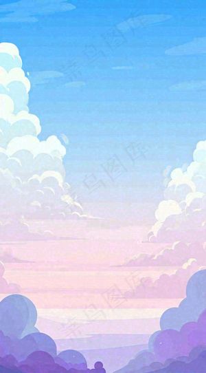 蓝紫色天空白云清新浪漫落日海上倒影