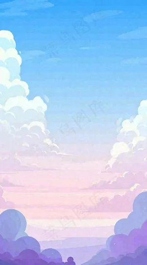 蓝紫色天空白云清新浪漫落日海上倒影